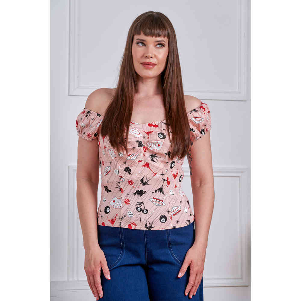 Banned - Babe Viva Las Vegas Top - Roze